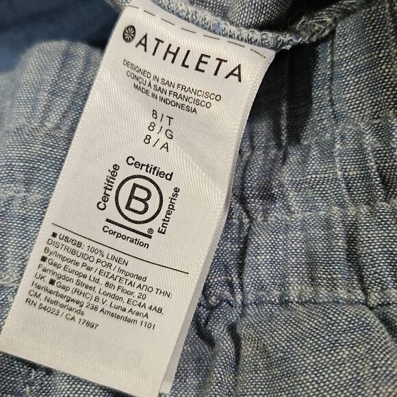 Athleta Linen Lounge Pants Womens Size 8 Tall Retreat Linen Jogger Chambray Blue - Picture 7 of 10